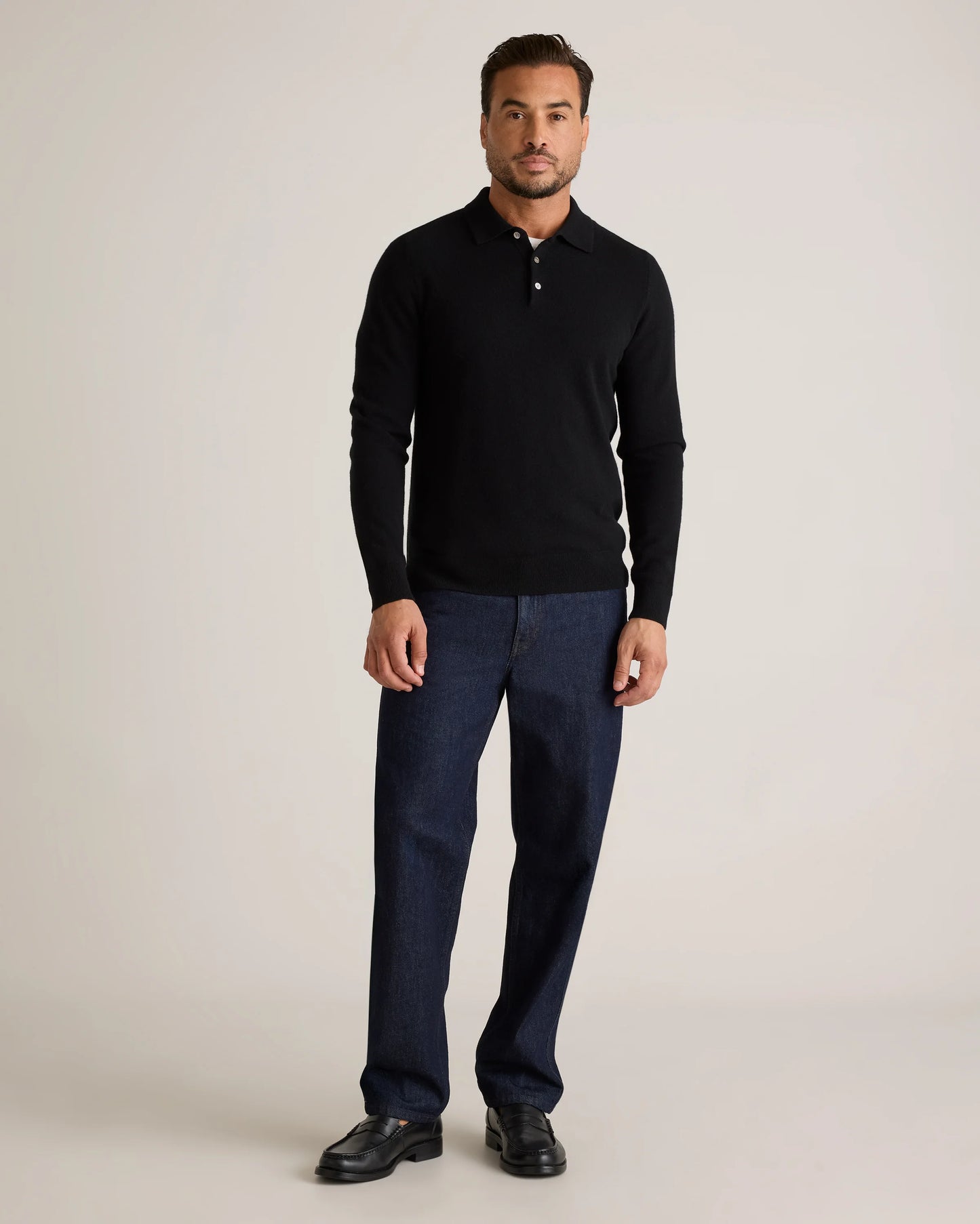 Mongolian Cashmere Polo Sweater - S / True Navy