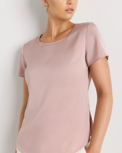 Washable Stretch Silk Tee - XS / Deep Orchid Purple