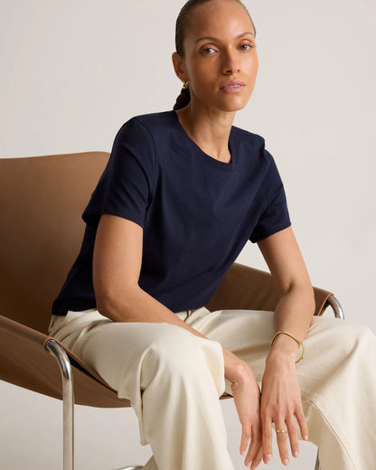 100% Organic Cotton Boxy Crewneck Tee - XS / Shell Pink