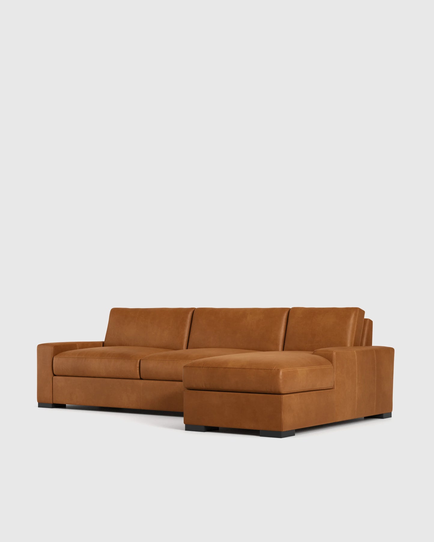 Stillman Chaise Sectional in Leather - 116" Right Arm / Auburn