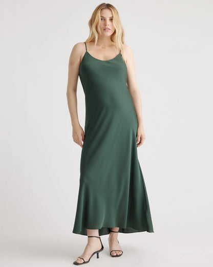 Washable Stretch Silk Maternity Slip Dress - XS / Moonstone Blue Heirloom Floral