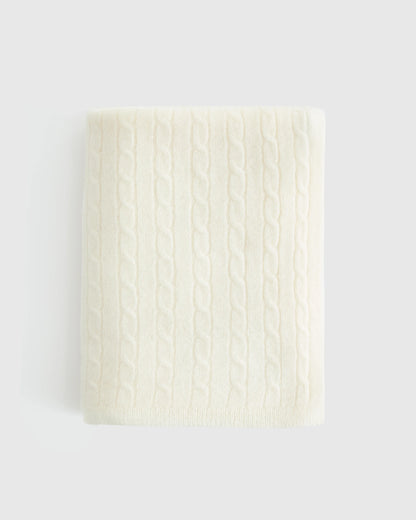 Mongolian Cashmere Cable Knit Baby Blanket - One Size / Teak