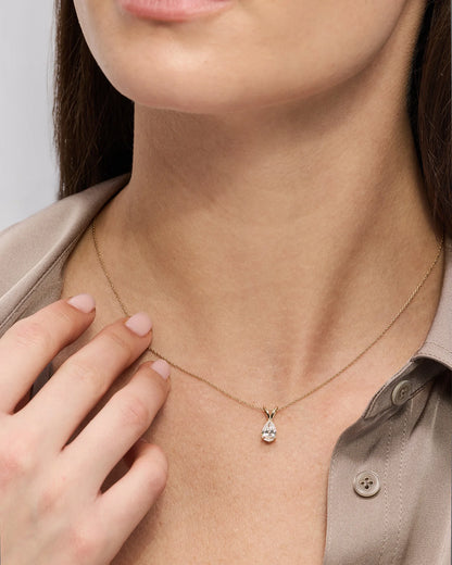 14K Gold Lab Grown Diamond Pear Solitaire Necklace - 1ctw - One Size / Yellow Gold