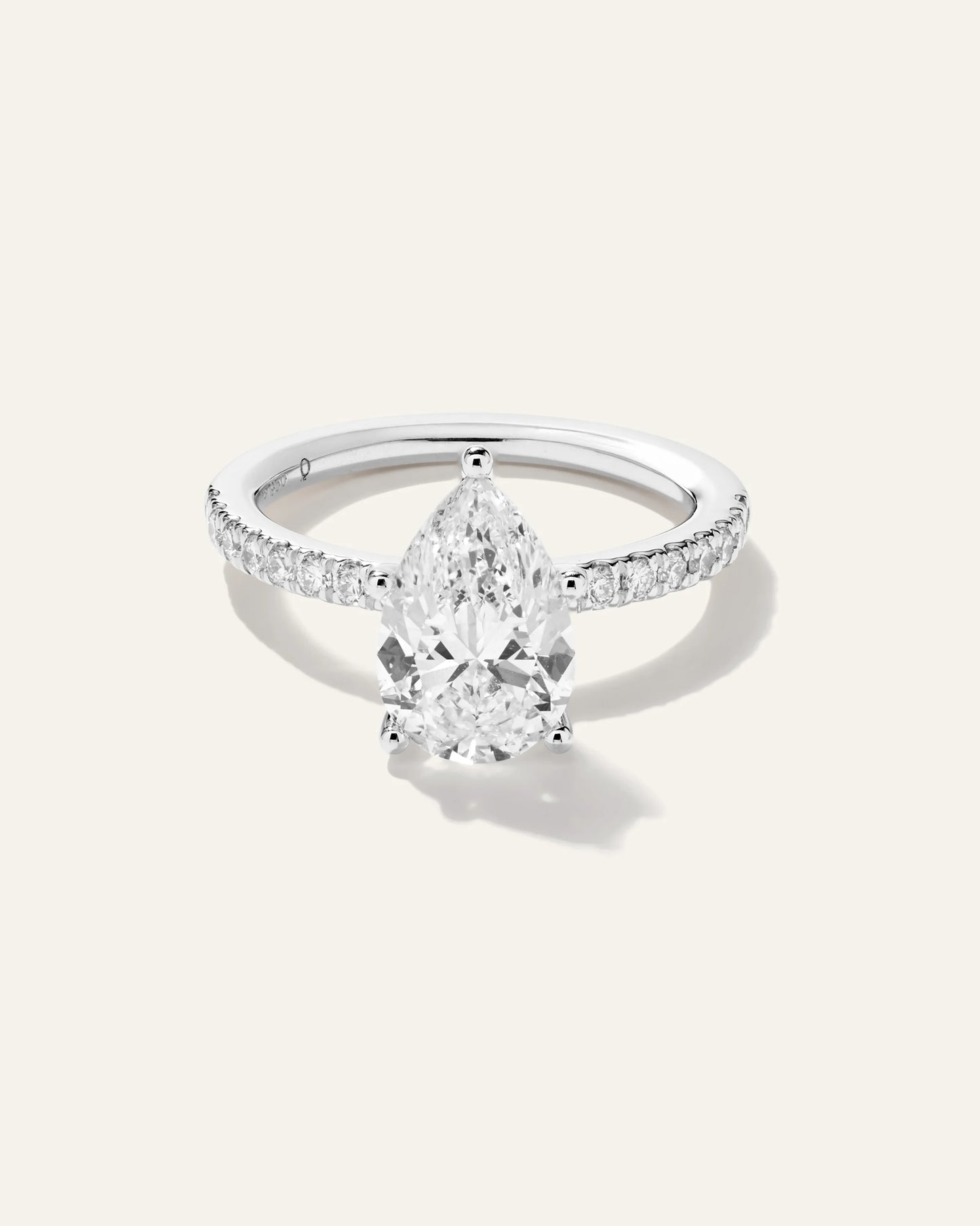 Lab Grown Diamond Pear Petite Pave Engagement Ring - 2.5ct - 4 / Yellow Gold
