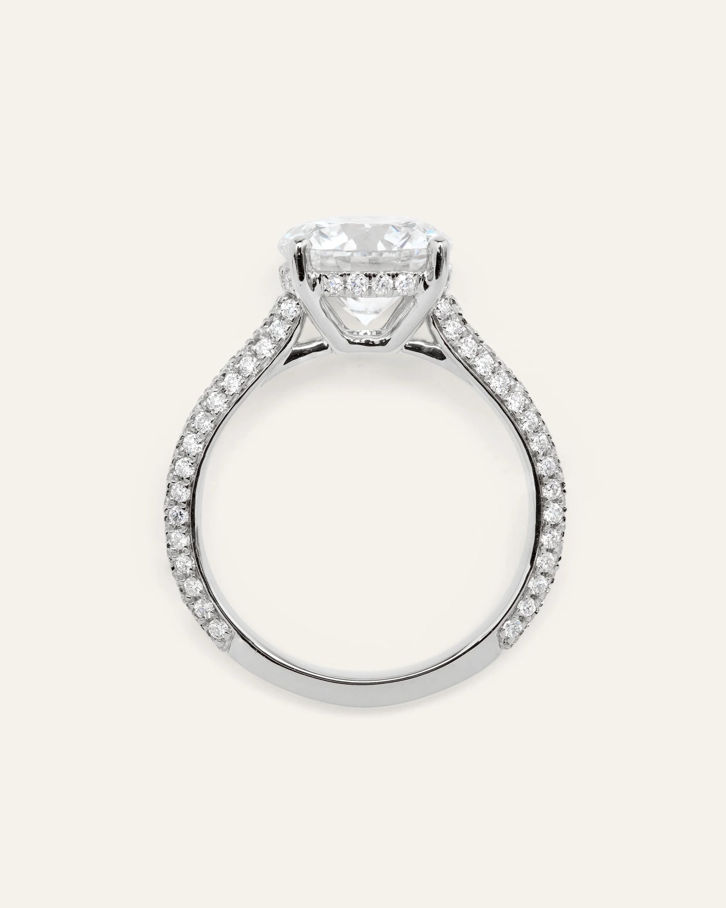 Lab Grown Diamond Round Pave Cathedral Engagement Ring - 3ct - 4 / Yellow Gold