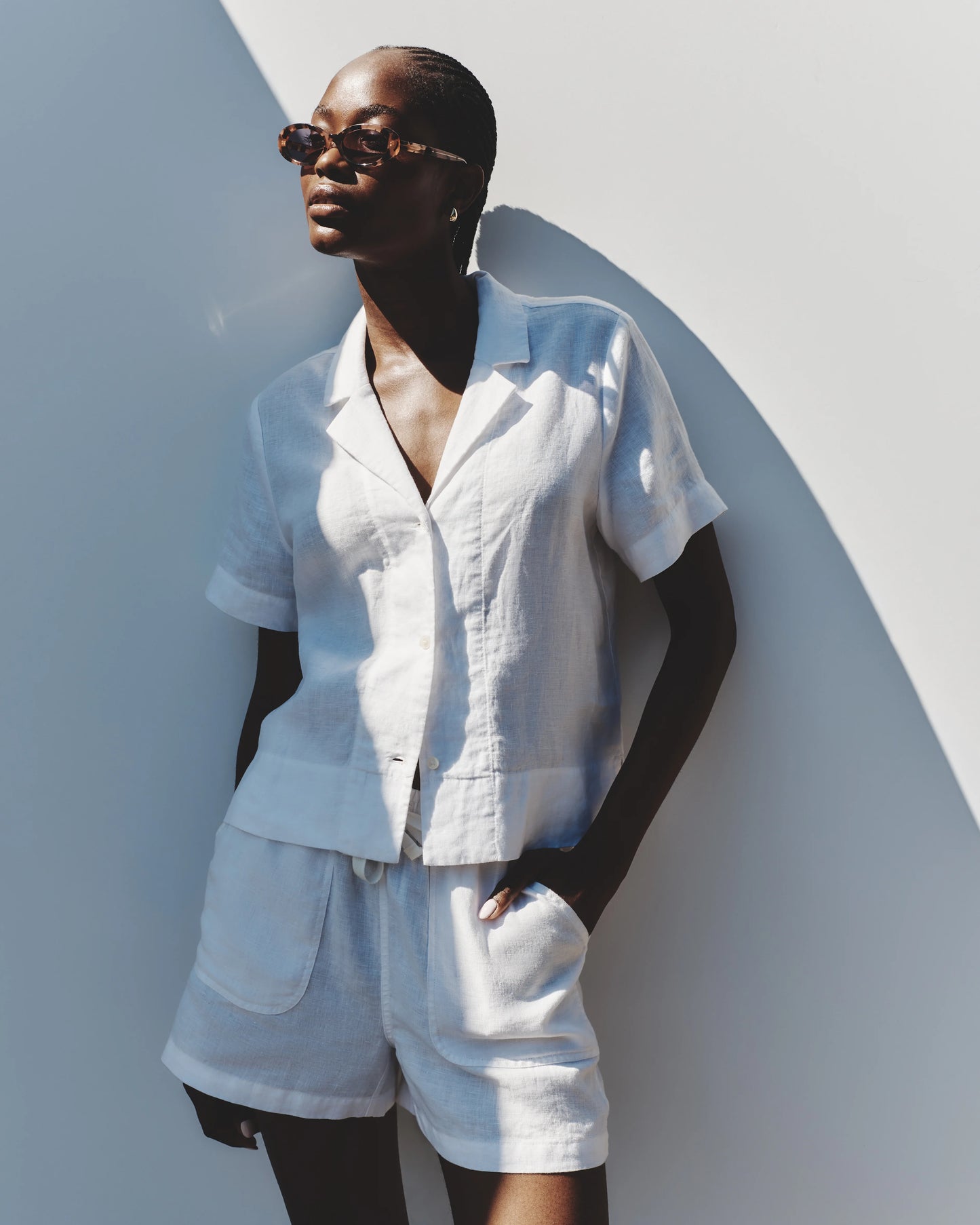 100% European Linen Short Sleeve Shirt - XS / Moonstone Blue