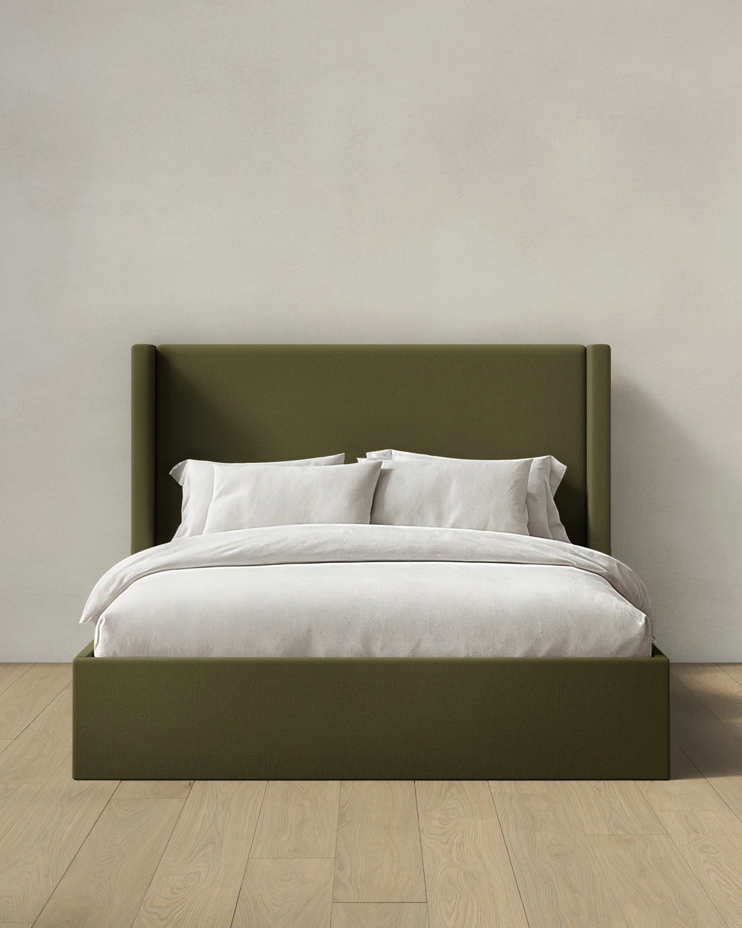 100% Linen Wingback Bed - Full / Canvas