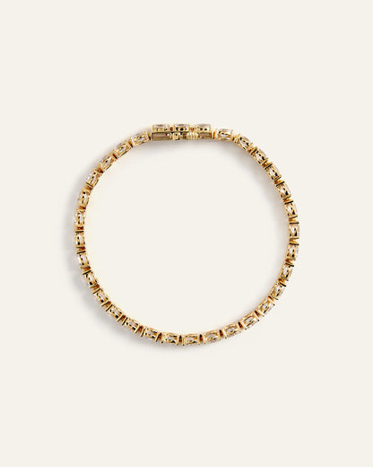 14K Gold Lab Grown Diamond East-West Oval Tennis Bracelet - 10ctw - 6.5" / Yellow Gold