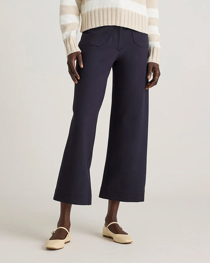 Ultra-Stretch Ponte Cropped Wide Leg Pants - 0 / Espresso