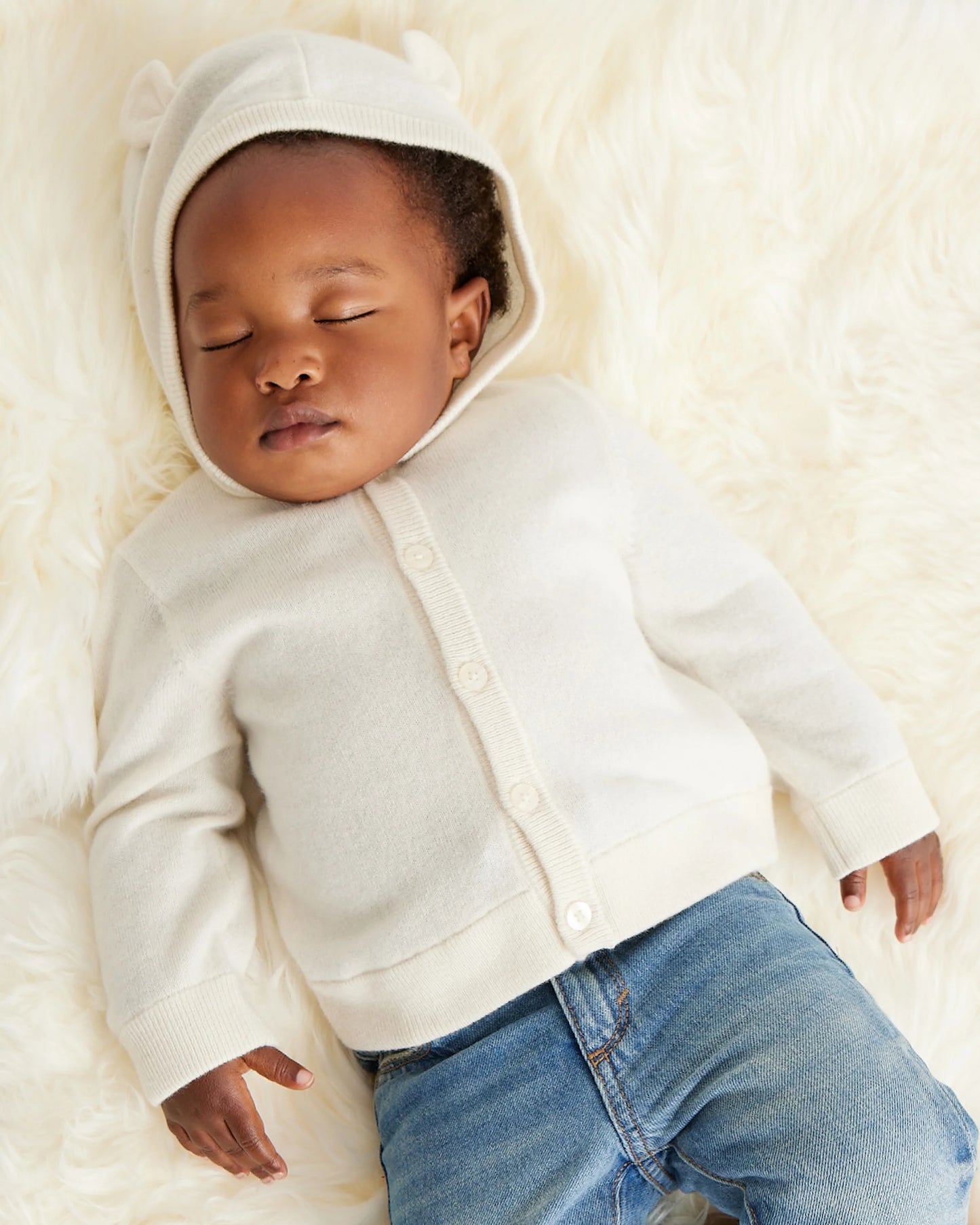 Washable Cashmere Hooded Cardigan - 0-3M / Oatmeal