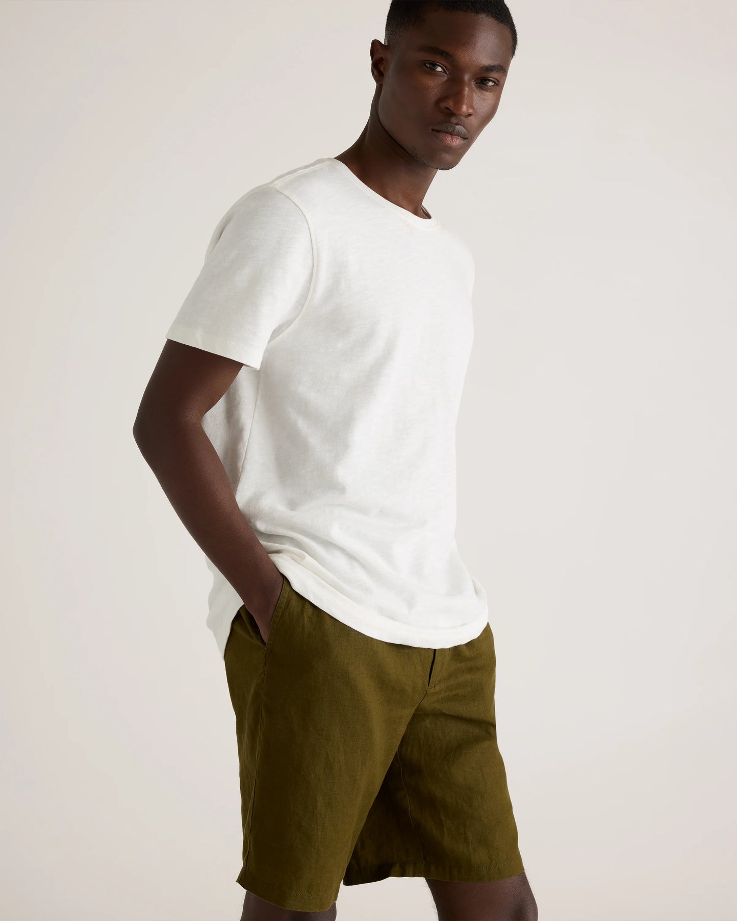 100% European Linen Shorts - 10" - S / Martini Olive