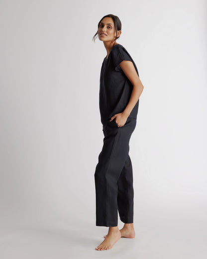 100% European Linen Pajama Set - XS / French Blue