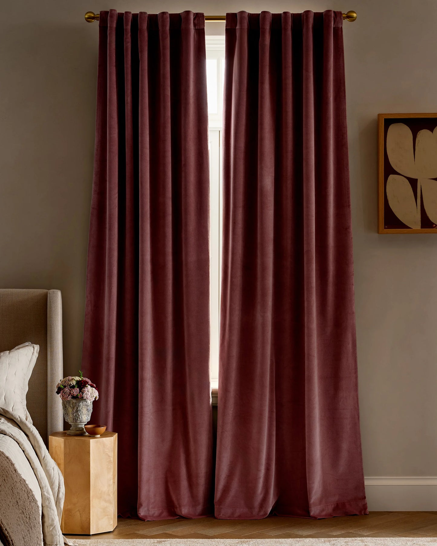 Cotton Velvet Room Darkening Curtain - Single Panel - 48x84 / Ivory
