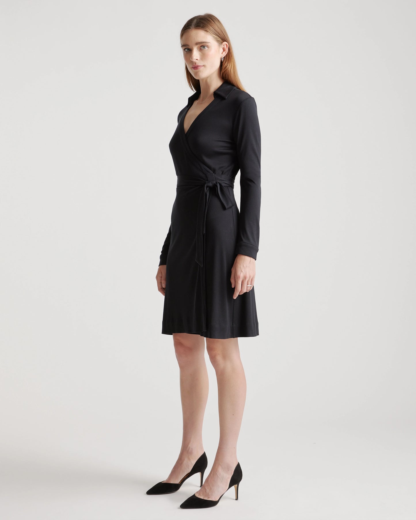 100% Silk Jersey Mini Wrap Dress - XS / Evergreen