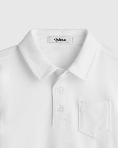 Organic Cotton Short Sleeve Pique Polo - 2T / White