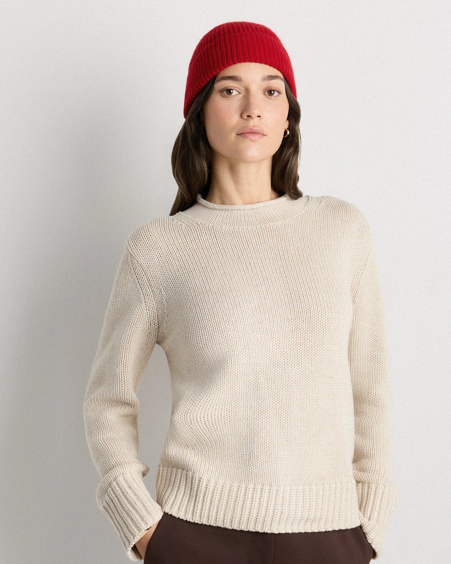 Mongolian Cashmere Ribbed Beanie - XS/S / Heather Charcoal