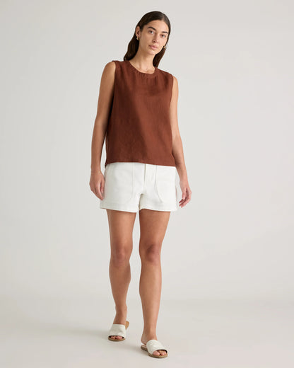 Organic Stretch Cotton Twill Utility Shorts - 0 / Ivory
