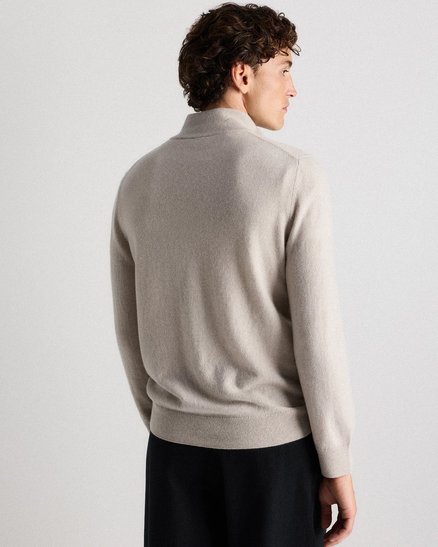 Mongolian Cashmere Quarter Zip Sweater - S / Olive Twist