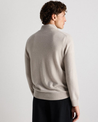 Mongolian Cashmere Quarter Zip Sweater - S / Olive Twist