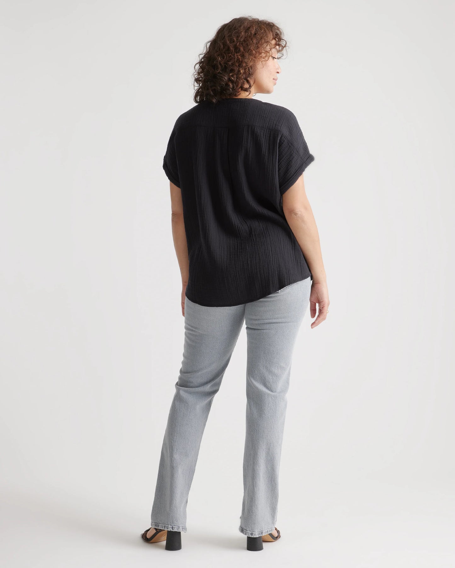100% Organic Cotton Gauze Roll Sleeve Shirt - XS / Spiced Orange