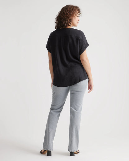 100% Organic Cotton Gauze Roll Sleeve Shirt - XS / Spiced Orange