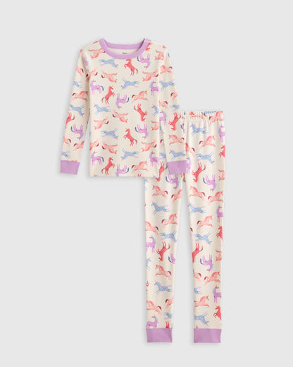 100% Organic Cotton Long Sleeve and Pant Pajama Set - 6 / Navy Stripe