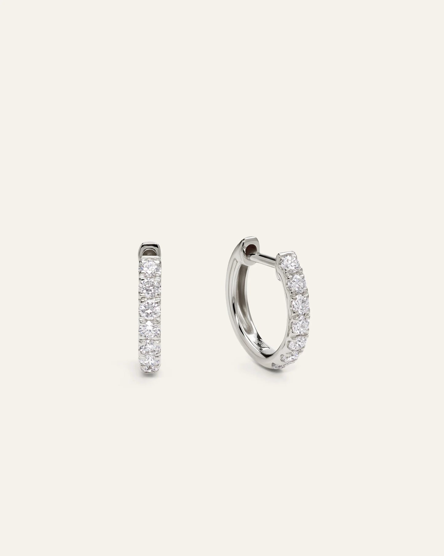 14K Gold Lab Grown Diamond Huggies - 12mm / Yellow Gold