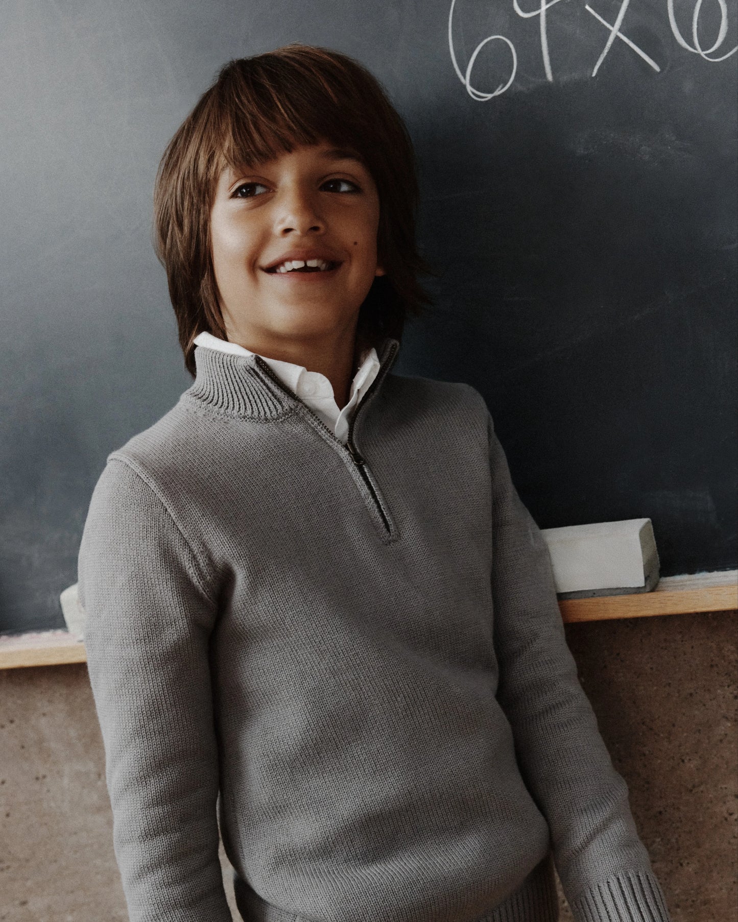 Boys 100% Organic Cotton Quarter-Zip Sweater - 6 / Navy