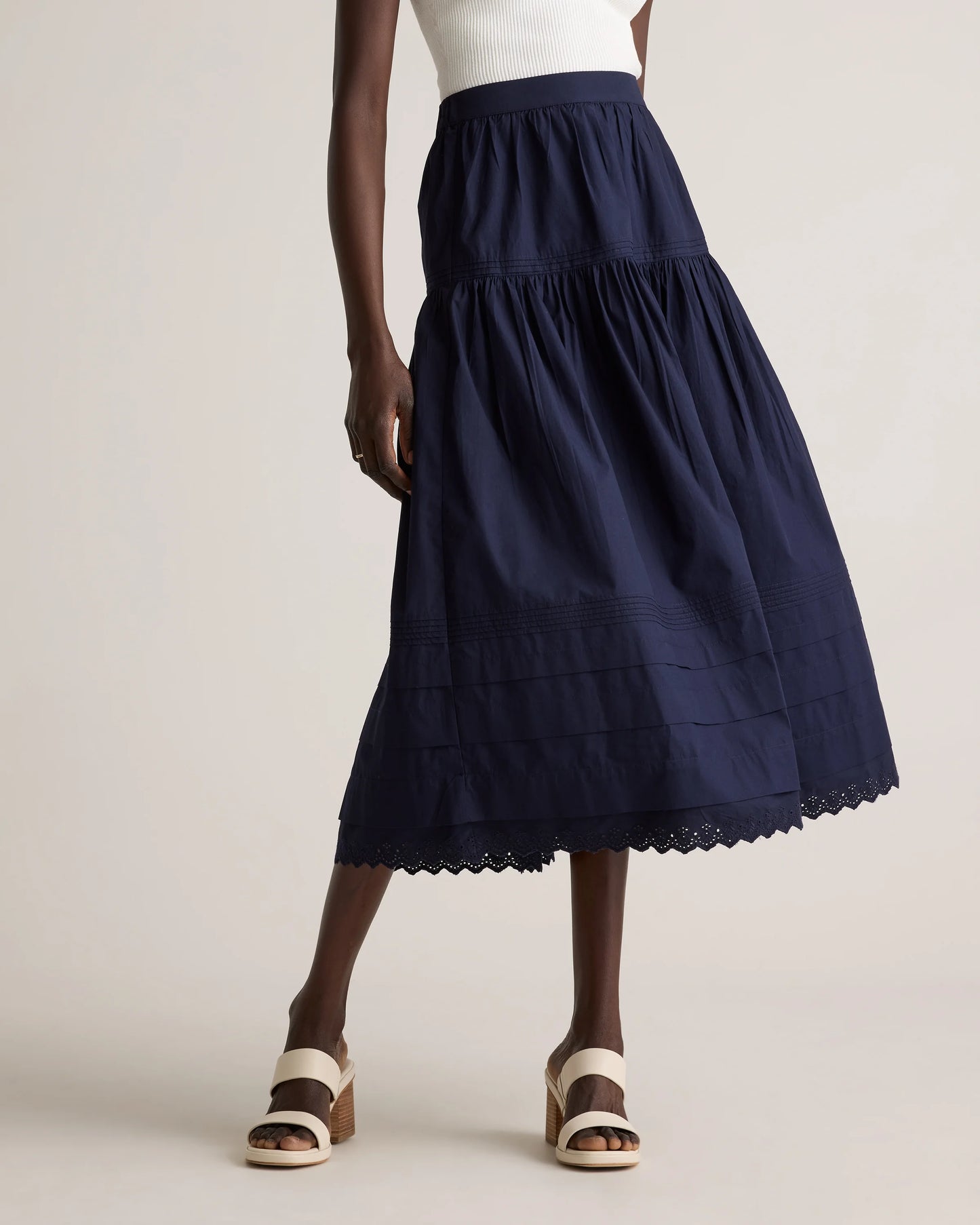 100% Organic Cotton Poplin Pintuck Maxi Skirt - XS / Black