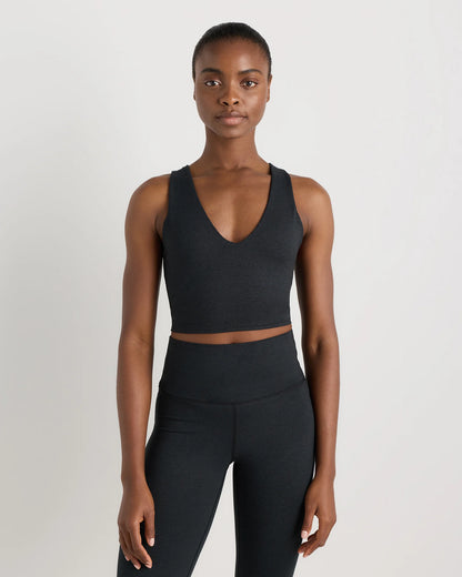 Ultra-Soft V-Neck Cropped Tank - XS / Heather Navy