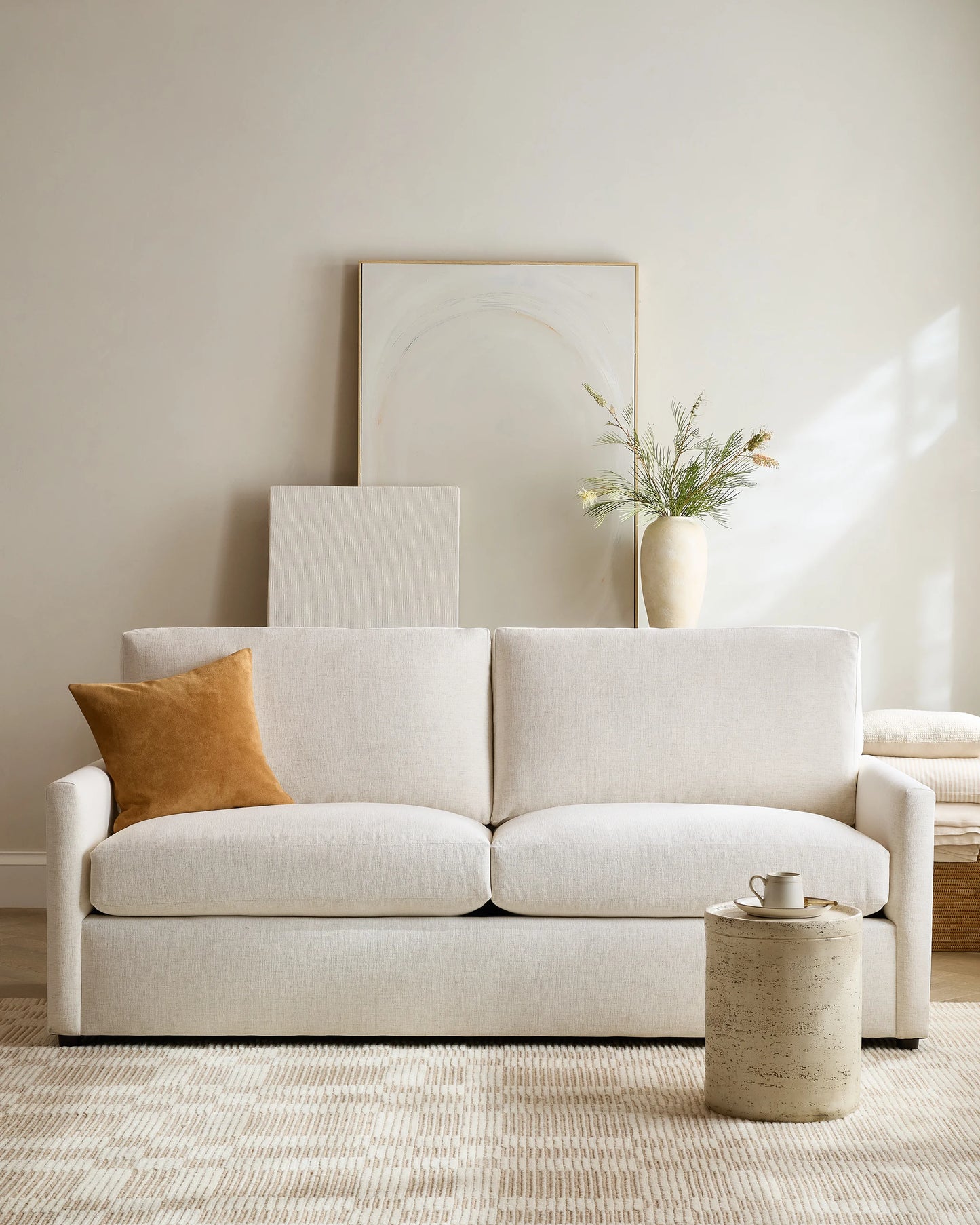 Brennan Sleeper Sofa in Performance Chenille Linen Blend - Queen / Snow