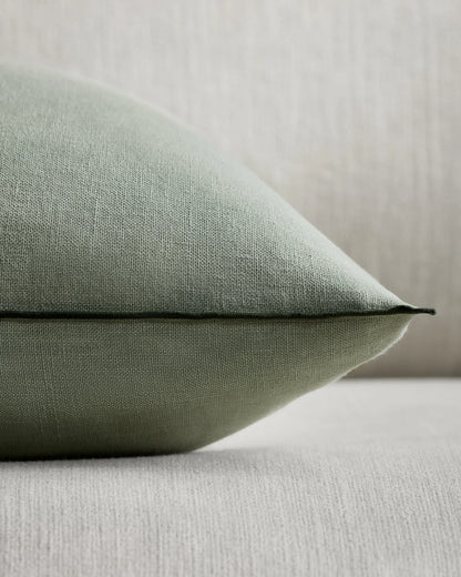 Contrast European Linen Pillow Cover (Set of 2) - 12x20 / Sage/Pine