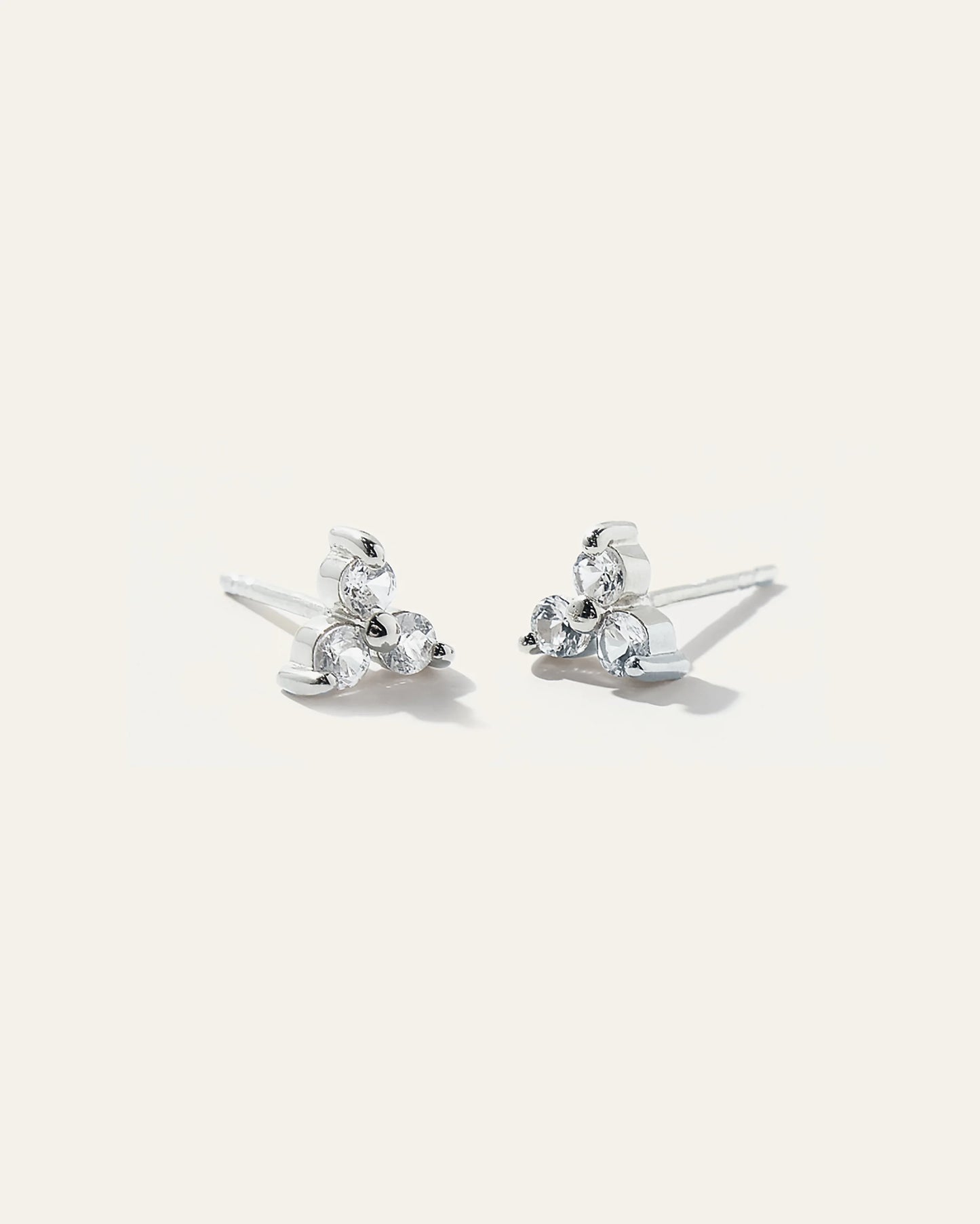 White Sapphire Triad Studs - One Size / Gold Vermeil