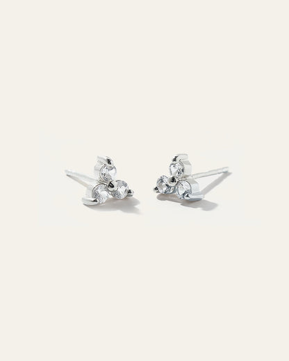 White Sapphire Triad Studs - One Size / Gold Vermeil