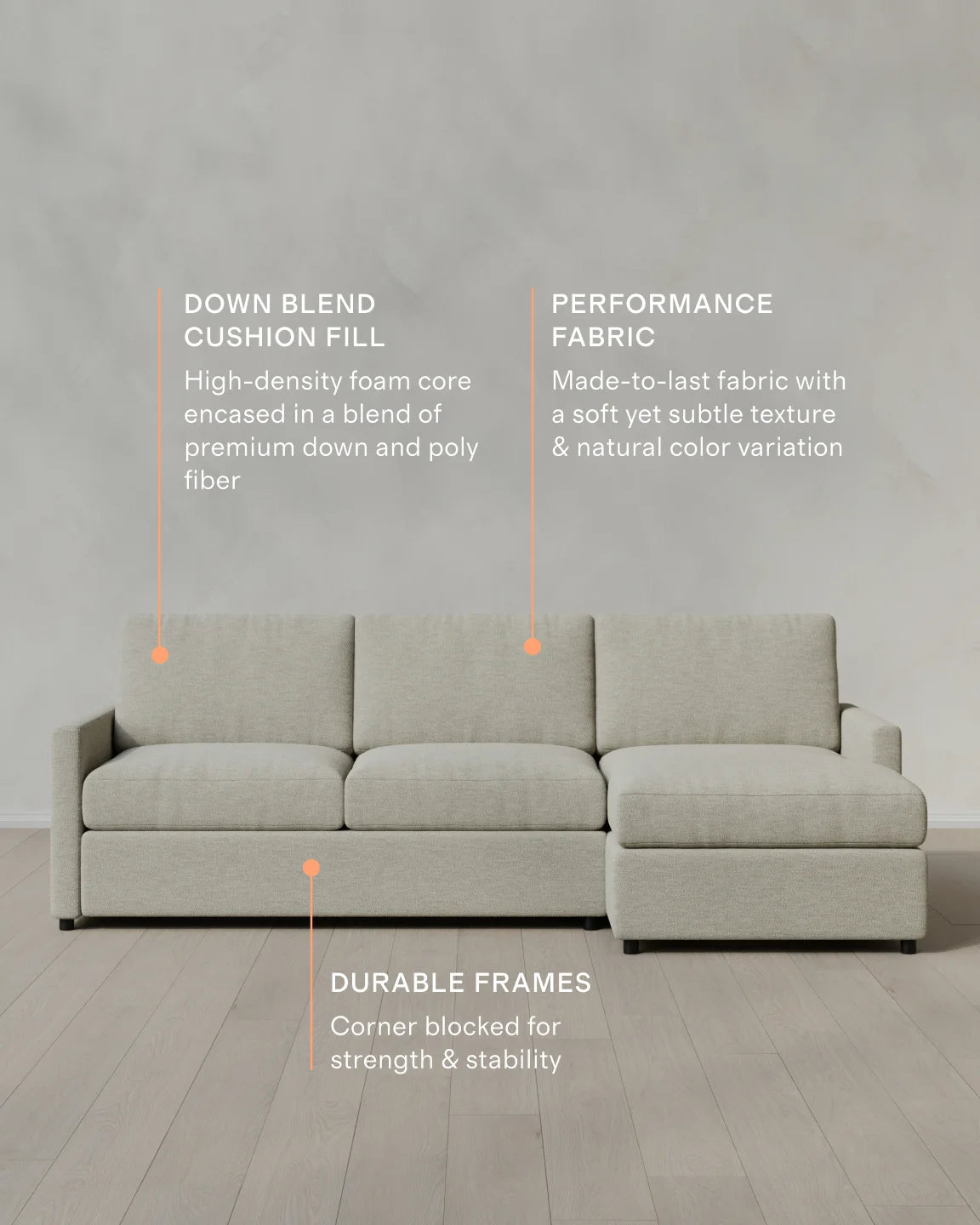 Brennan Chaise Sectional in Performance Basketweave - Right Arm / Flax