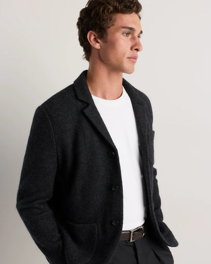 Boiled Wool Cashmere Blazer - S / Heather Charcoal