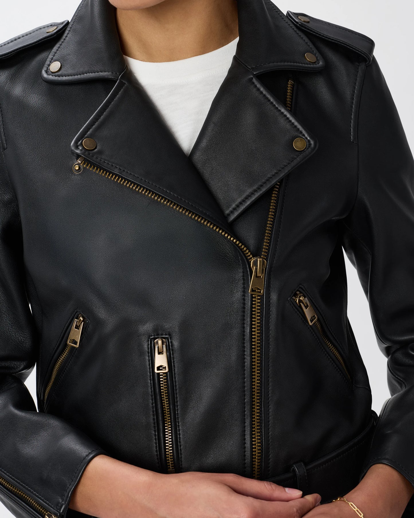 100% Leather Motorcycle Jacket - XS / Cognac