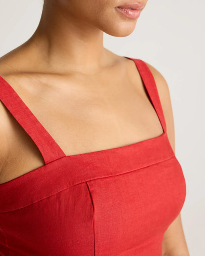 100% European Linen Fitted Tank - XS / Moonstone Blue
