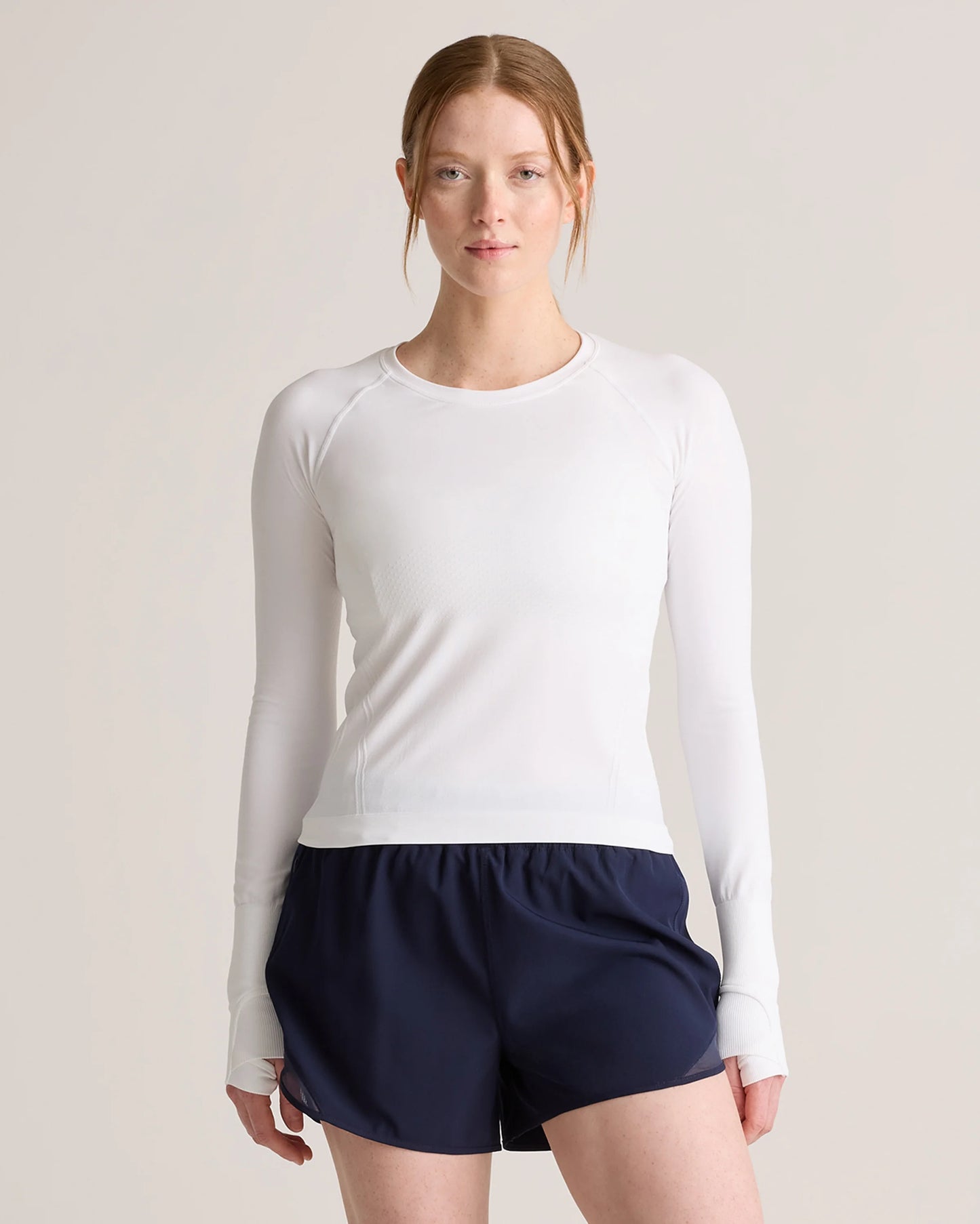 Seamless Waist-Length Long Sleeve Top - XS / Deep Navy