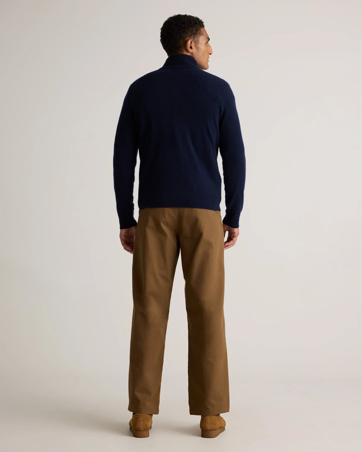 Mongolian Cashmere Quarter Zip Sweater - S / Olive Twist