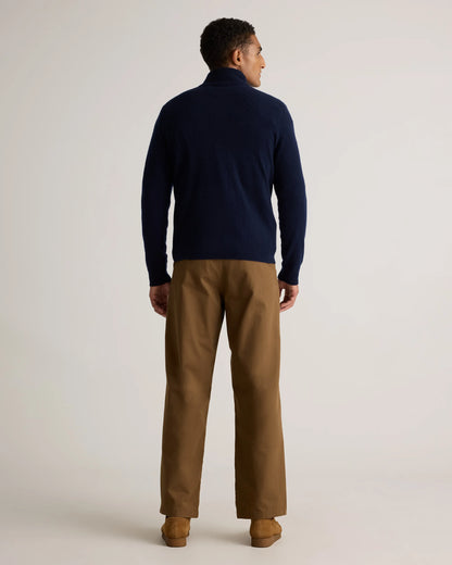 Mongolian Cashmere Quarter Zip Sweater - S / Olive Twist
