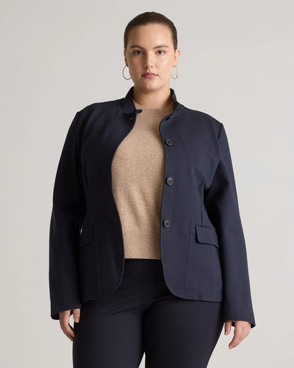 Ultra-Stretch Ponte Stand Collar Blazer - XS / Navy