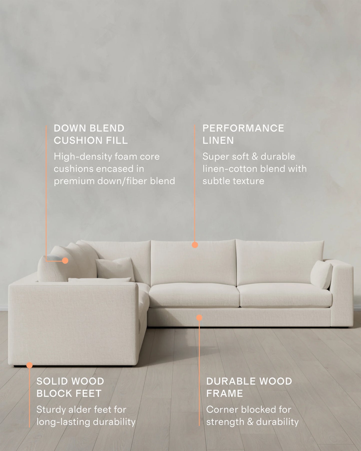 Oasis L Sectional in Performance Linen - One Size / Onyx