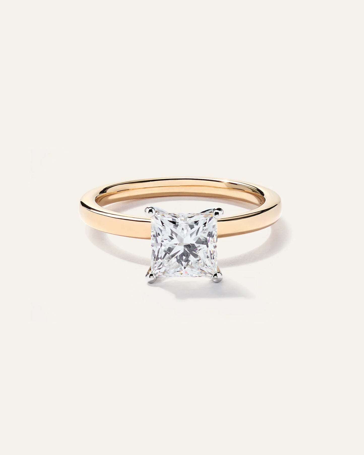 Lab Grown Diamond Princess Comfort Fit Engagement Ring - 1.5ct - 4 / Yellow Gold