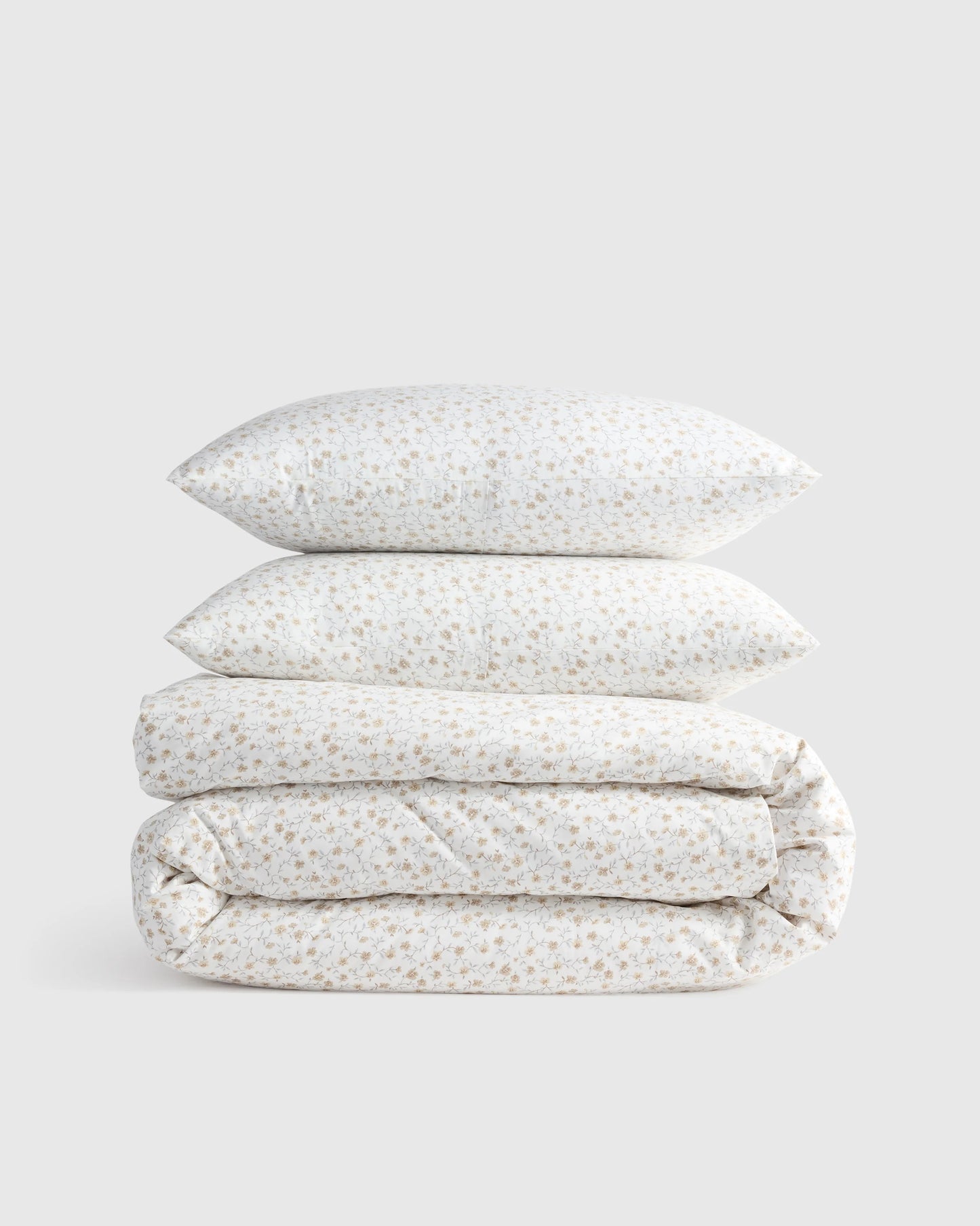Organic Crisp Percale Floral Duvet Cover Set - Twin / Toffee Florette