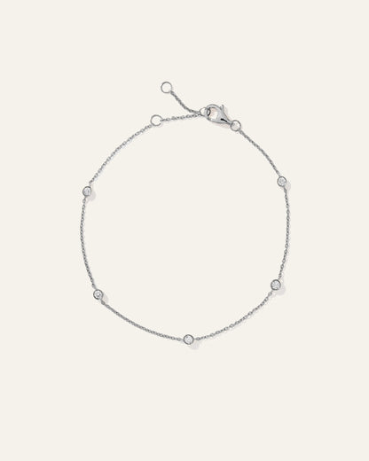 14K Gold Diamond Bezel Station Bracelet - One Size / White Gold