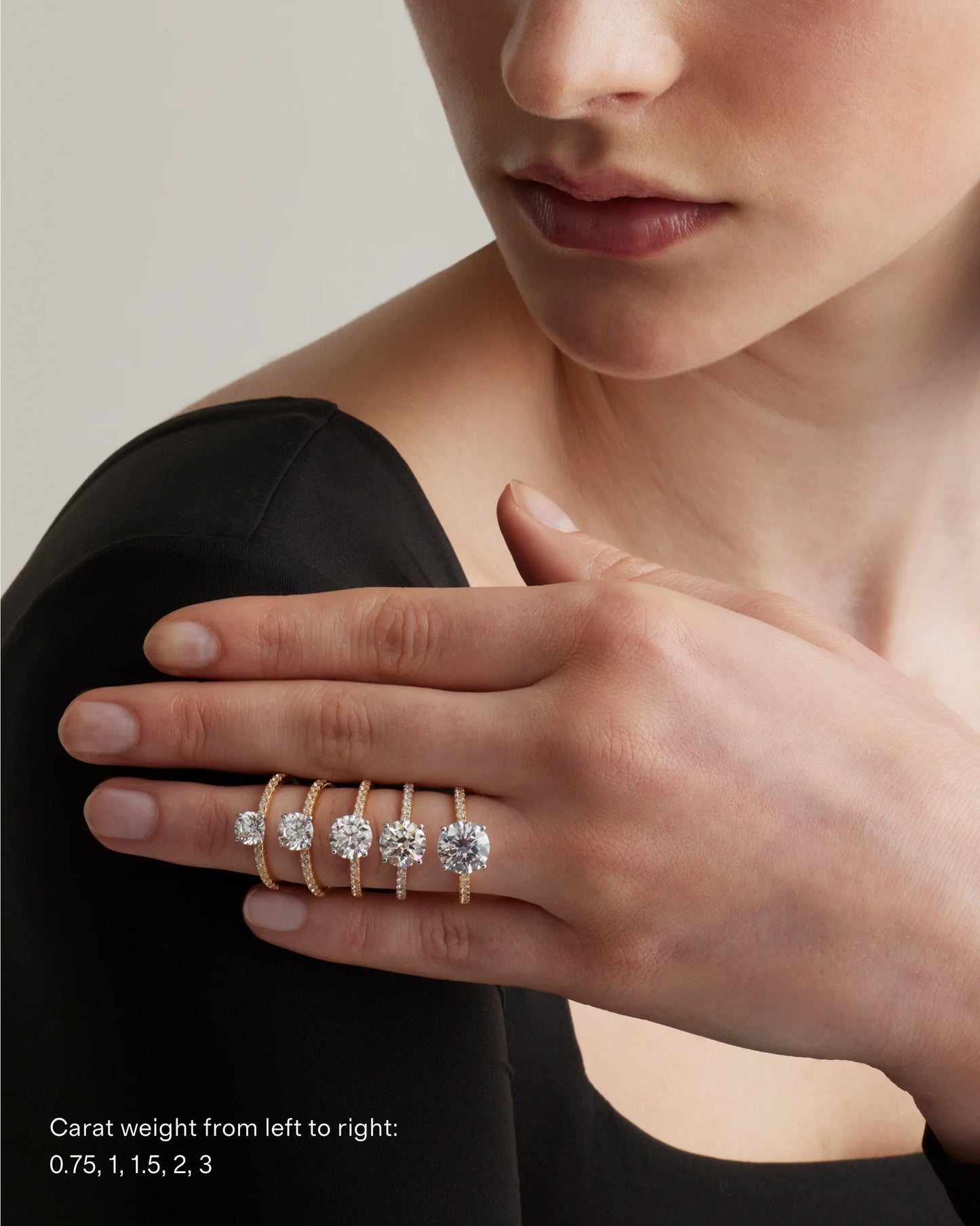 Lab Grown Diamond Round Petite Pave Engagement Ring - 3ct - 4 / Yellow Gold