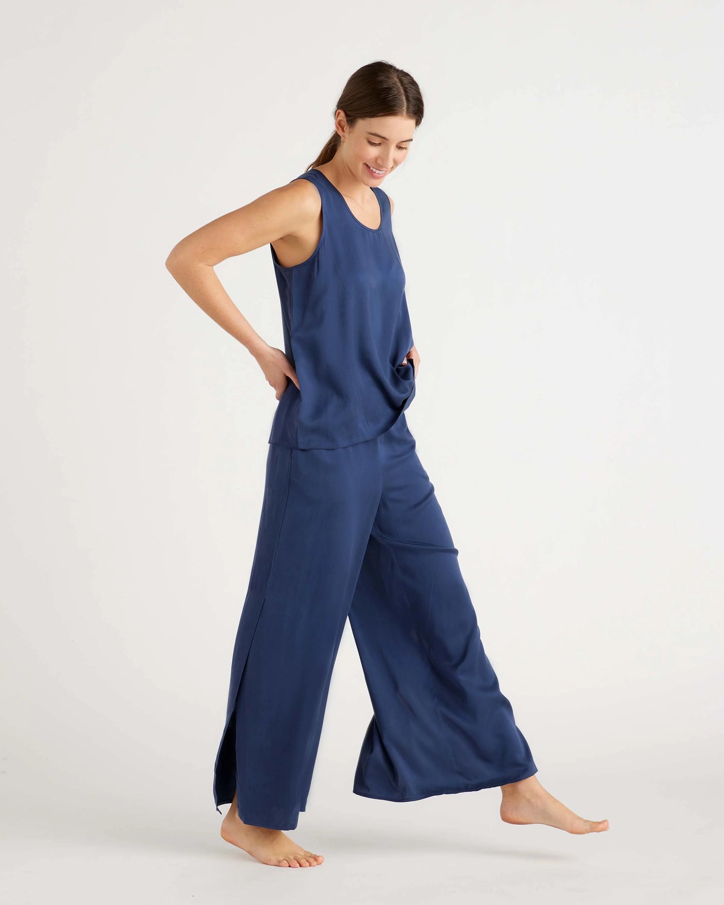 100% Washable Silk Pajama Pants - XS / Indigo