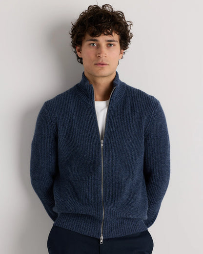 Mongolian Cashmere Fisherman Full Zip Sweater - S / Teak