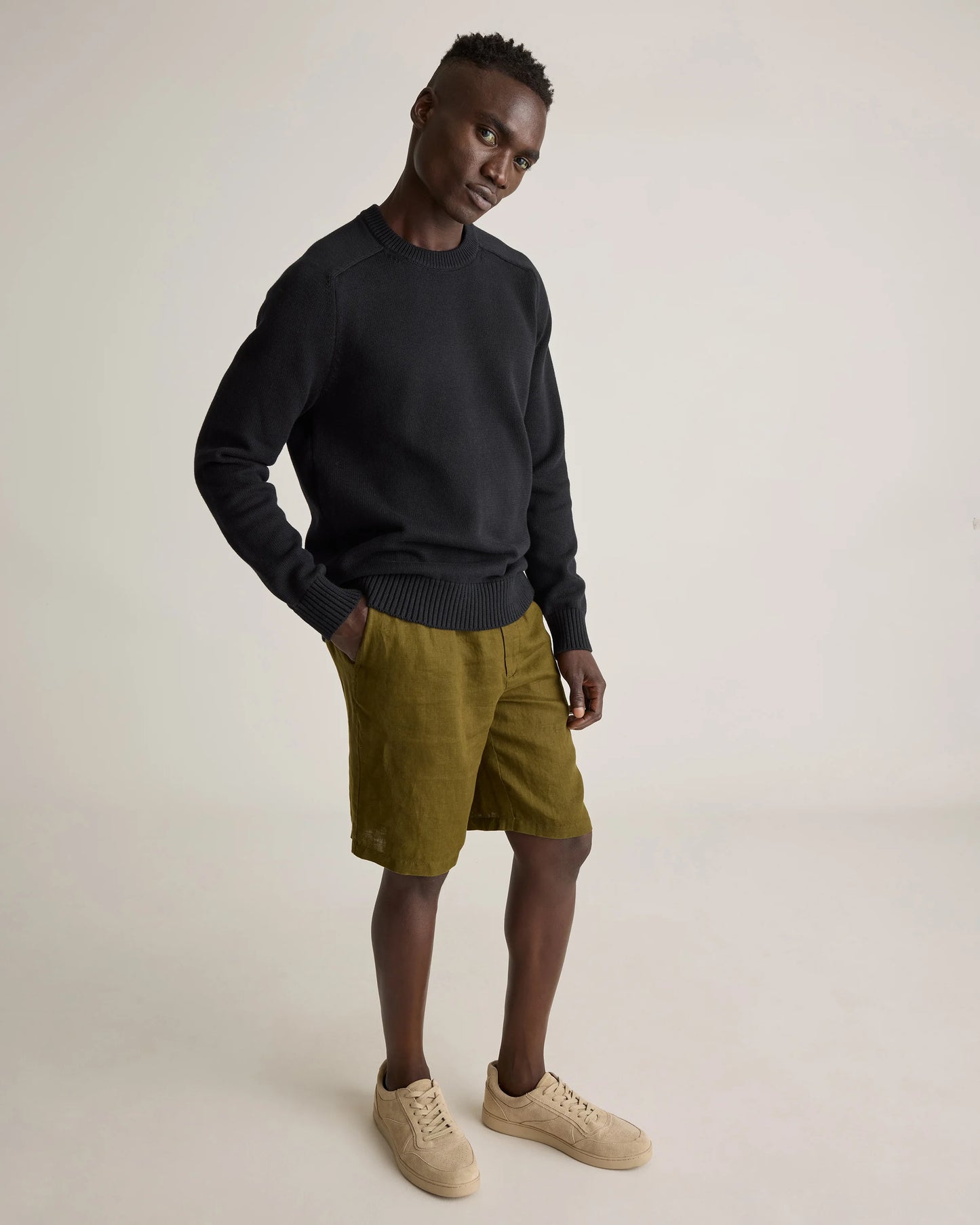 100% Organic Cotton Crewneck Sweater - S / Speckled Beige